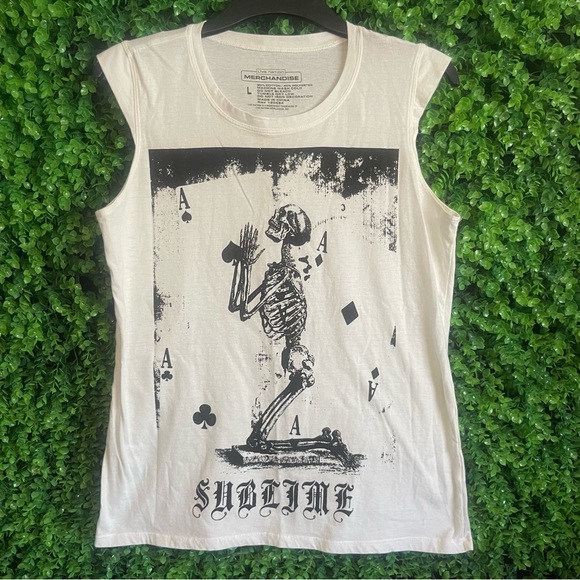 Sublime Ace Of Spades Playing Card Skeleton Praying Tank - Picture 8 of 9
